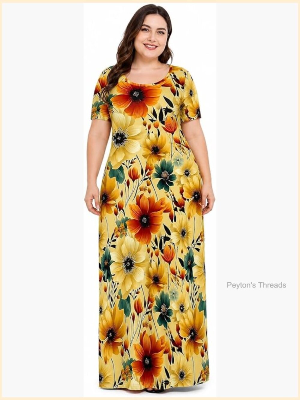 Plus Size Flowy Maxi Dress with Pockets, Relaxed Fit Summer Dress